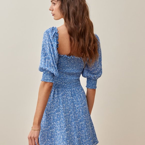 brand new reformation Elle mini Dress in blue - Picture 2 of 7